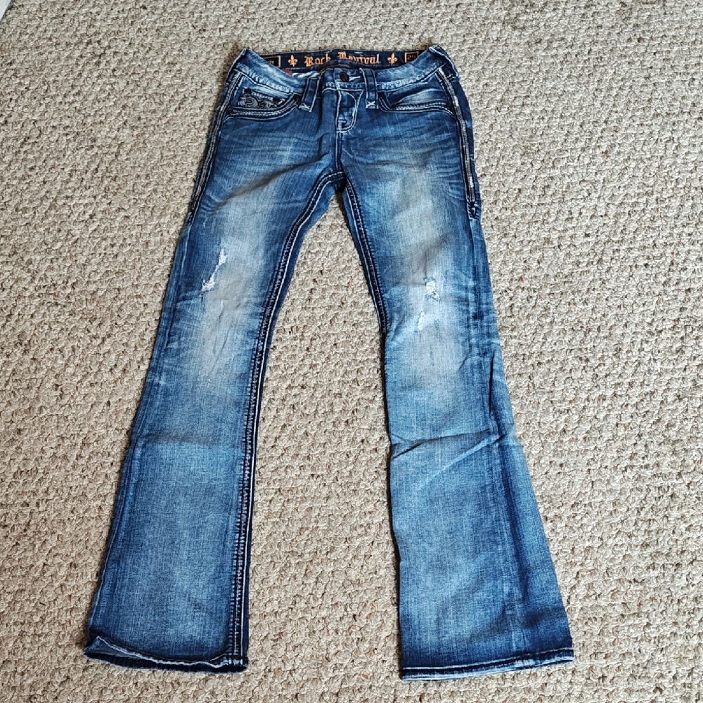 Rock Revival Distressed Blue Boot Cut Jeans